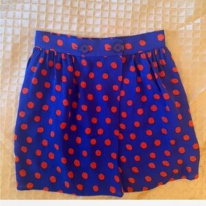 Tucker Blue and Red Polka Dot Mini Skirt XS